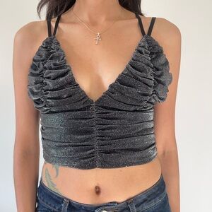OHS Black Sparkly Crop Top ✨